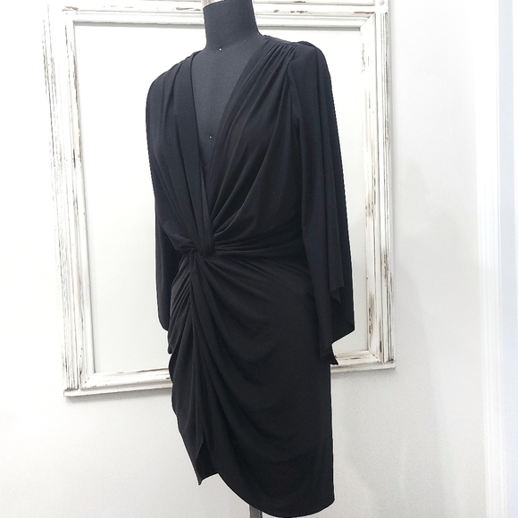 Misa Los Angeles Draped Teget Fluid Stretch Witchycore Dress - Picture 7 of 13